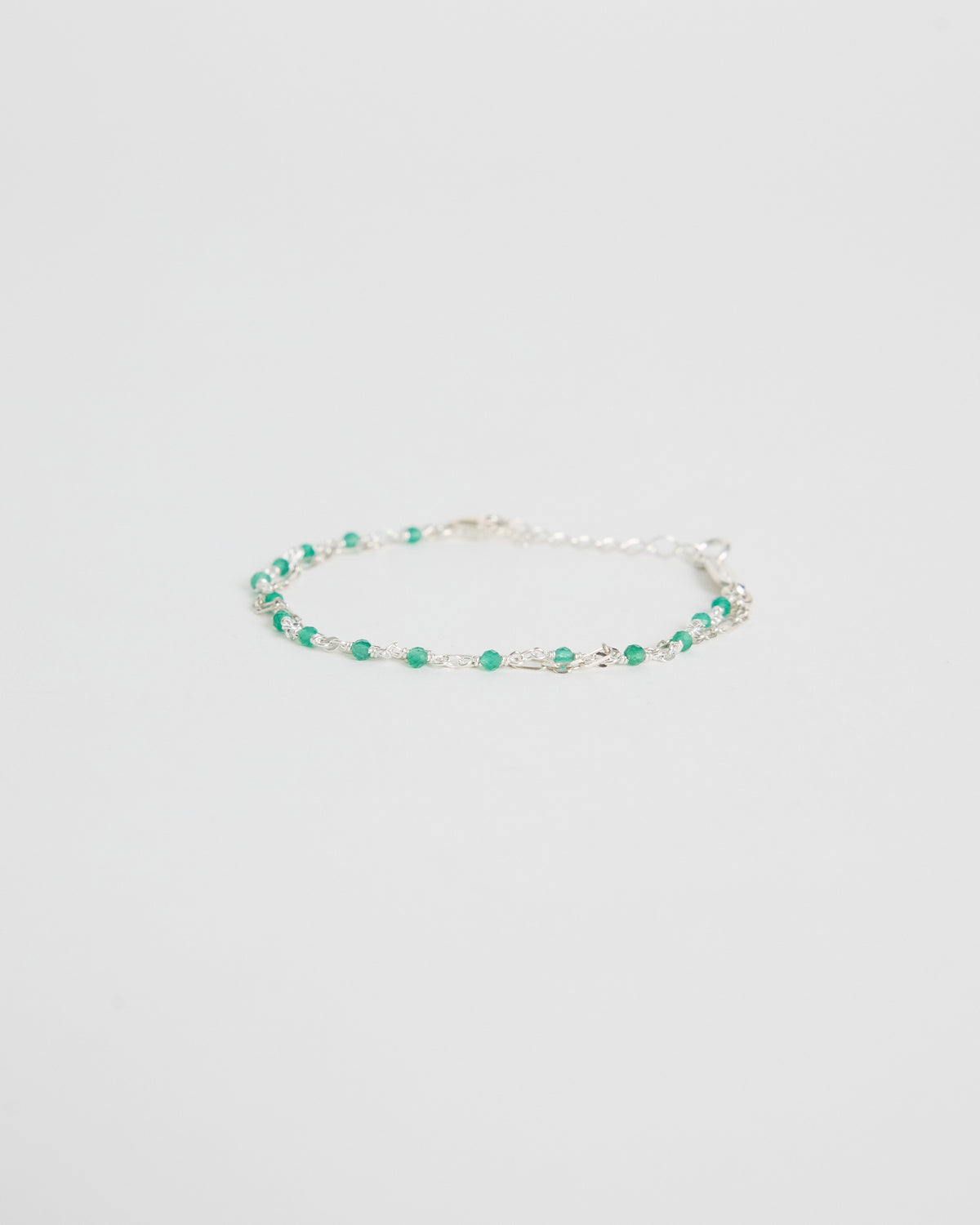 green onyx double link bracelet – 15, 17 and 19 cm with a 3 cm extender | HANNA543