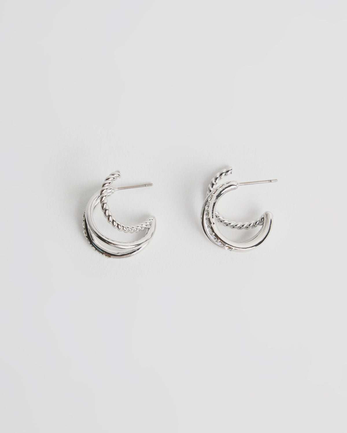 E1044 sparkle drop stud earring in 18K white gold plated on brass by HANNA543