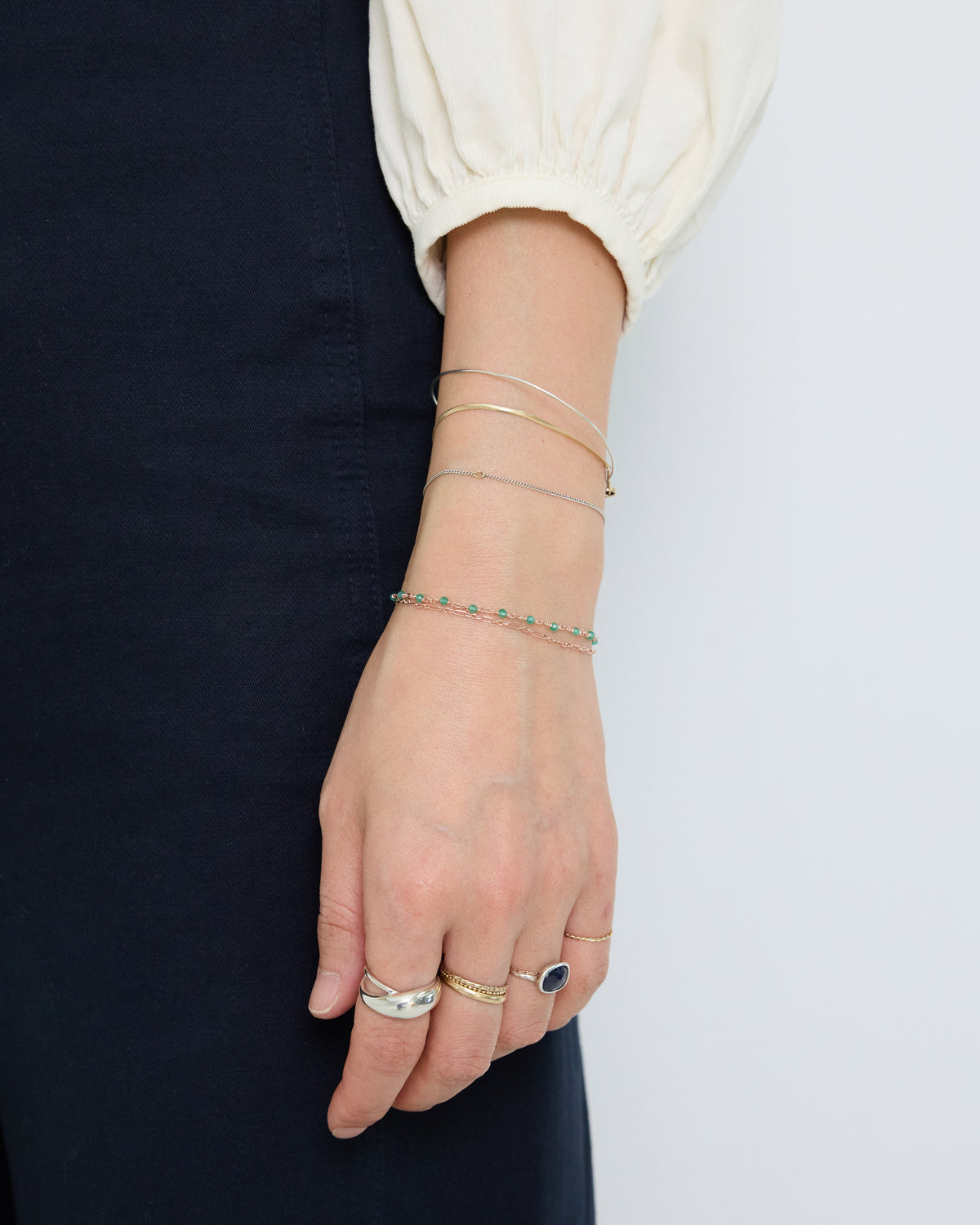 green onyx double link bracelet – in silver or 18K gold plating | HANNA543