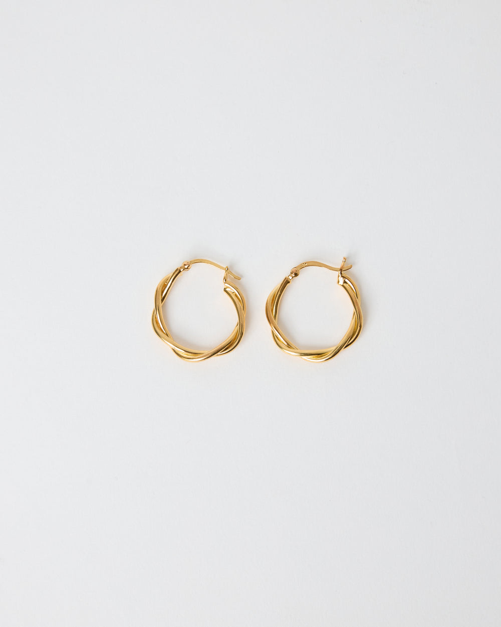 Authentic HANNA543 E324 gold twisted hoop earrings worn by BTS Jimin. Bold 925 sterling gold hoops