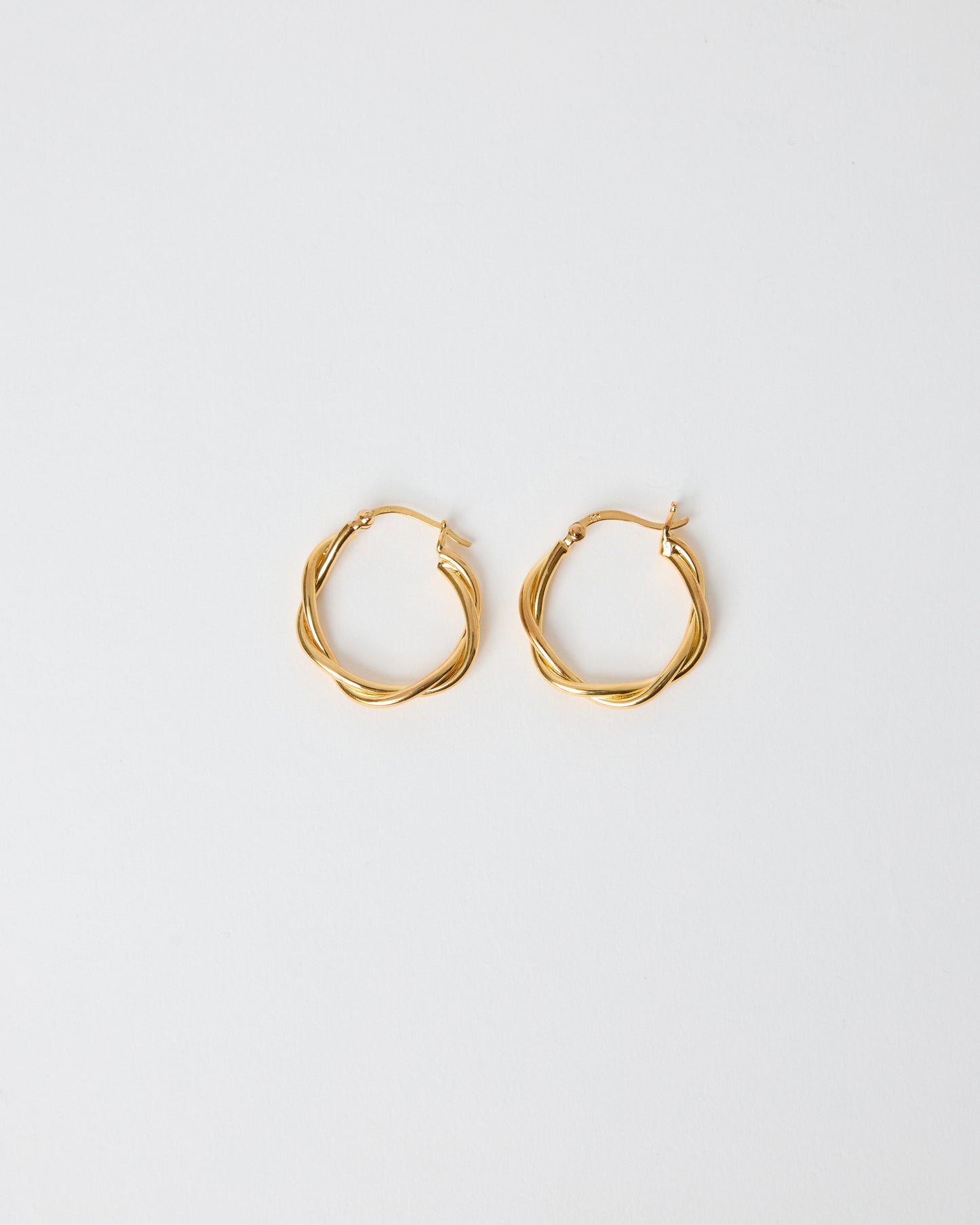 Authentic HANNA543 E324 gold twisted hoop earrings worn by BTS Jimin. Bold 925 sterling gold hoops