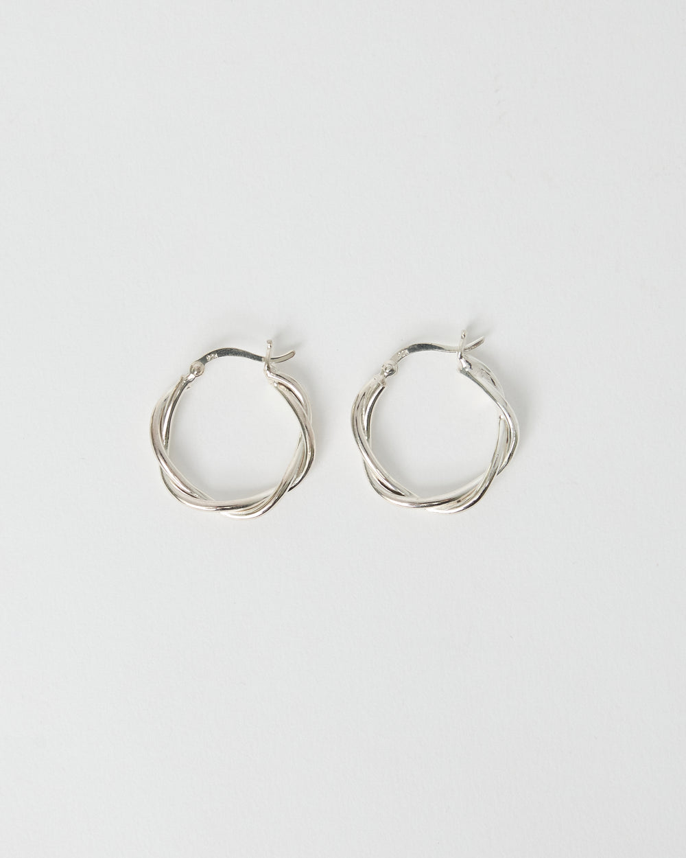 Authentic HANNA543 E324 Silver Twisted Hoop Earrings worn by BTS Jimin. Bold 925 sterling silver hoops