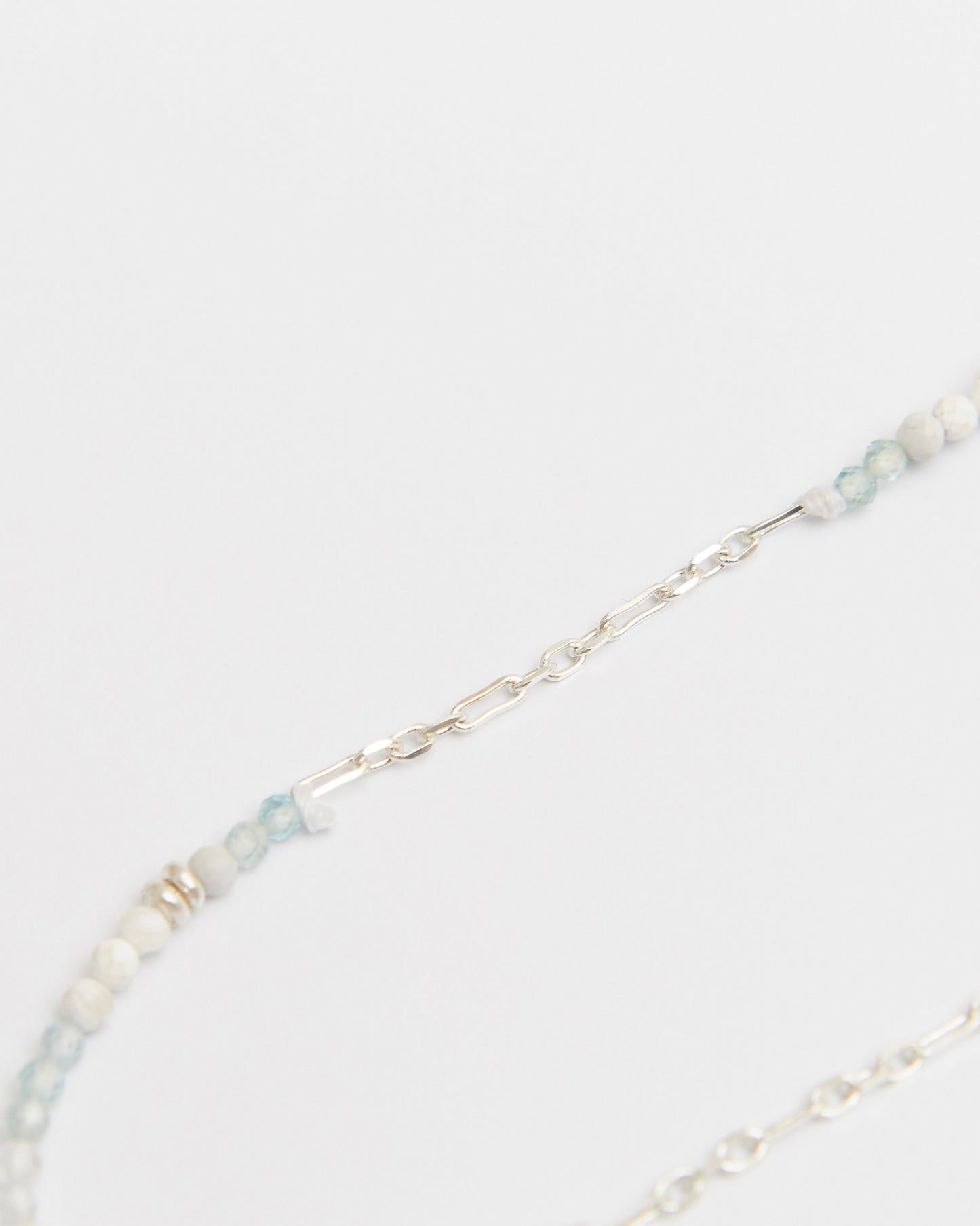 detailed view of clasp and chain segment connecting beads