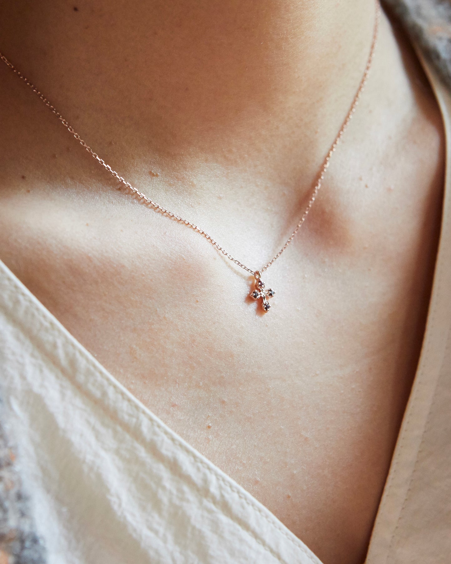 N334 - rosy bloom cross *in stock