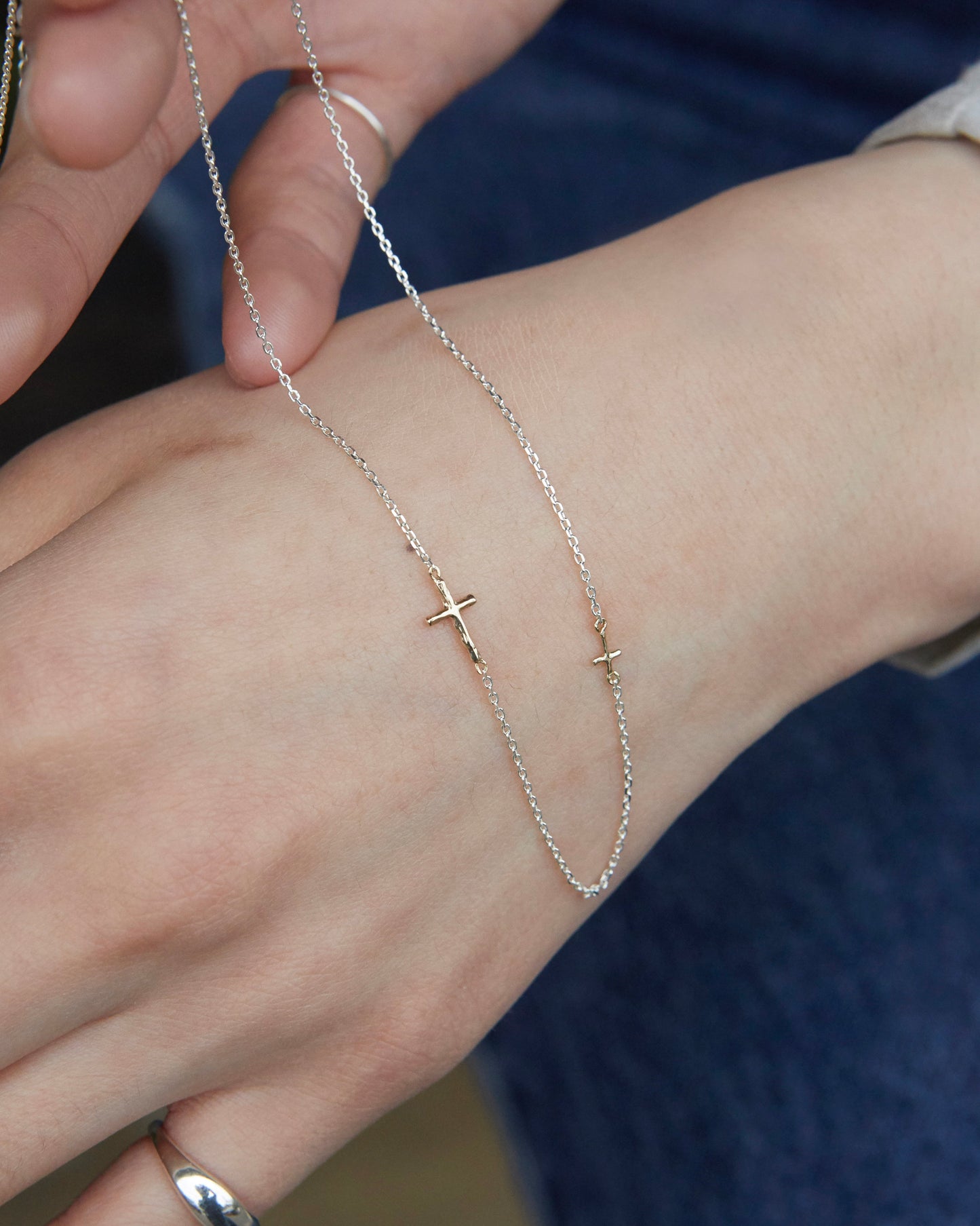 N385 - inner light dual cross necklace *in stock