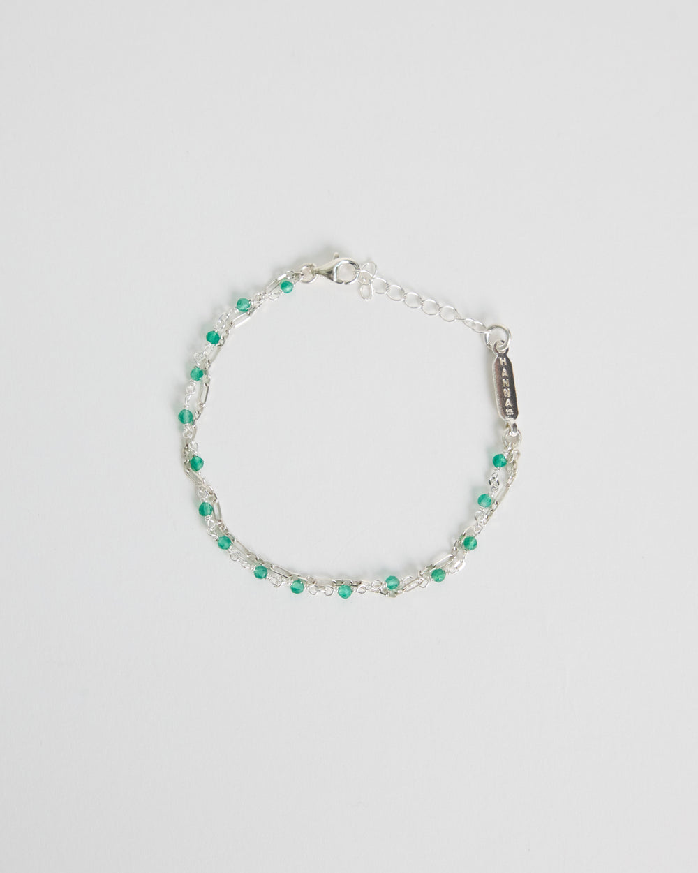 B1014_B green onyx double link bracelet in 925 sterling silver by HANNA543