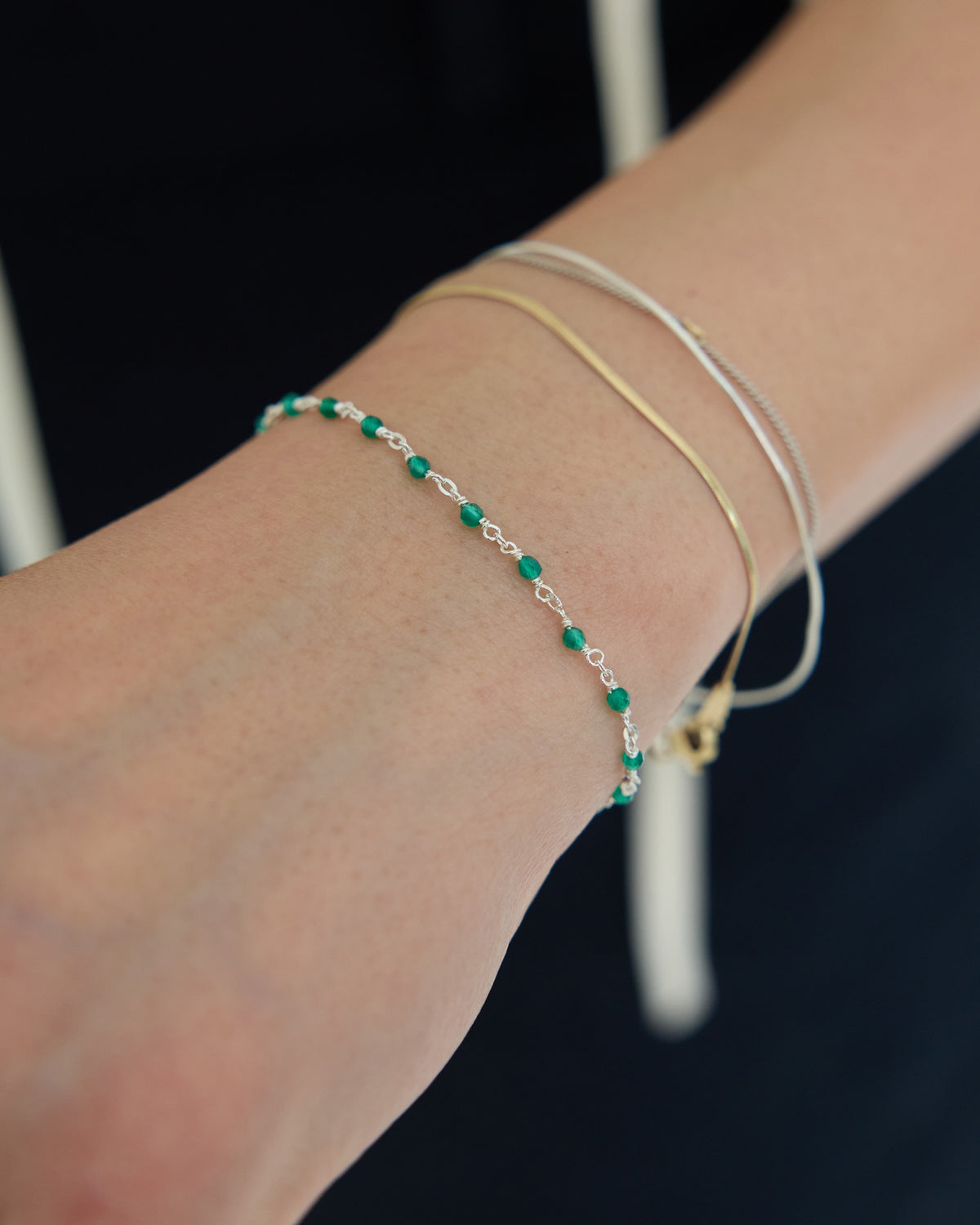 green onyx link bracelet – stackable bracelet in 15, 17 and 19 cm | HANNA543