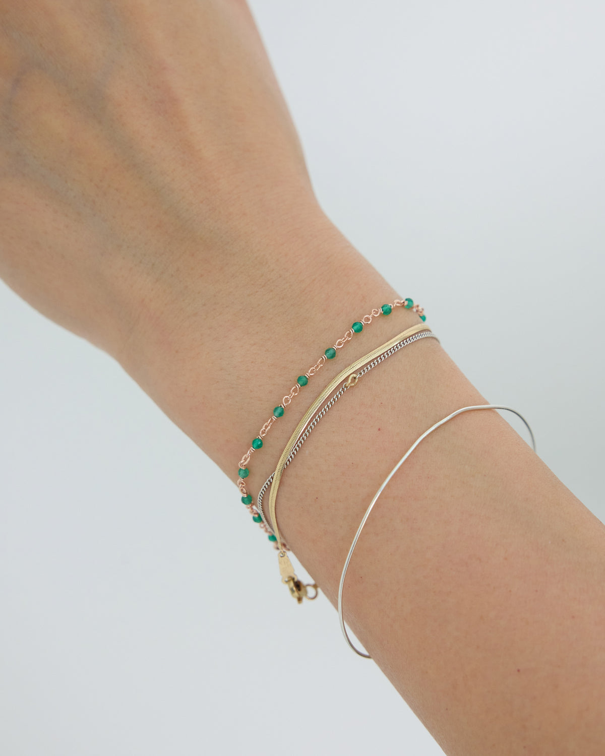 green onyx link bracelet – in silver, 18K gold or pink gold plating | HANNA543