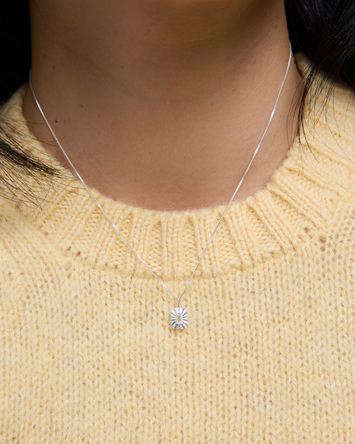 carved charm pendant necklace – carved pendant set with a small cubic zirconia | HANNA543