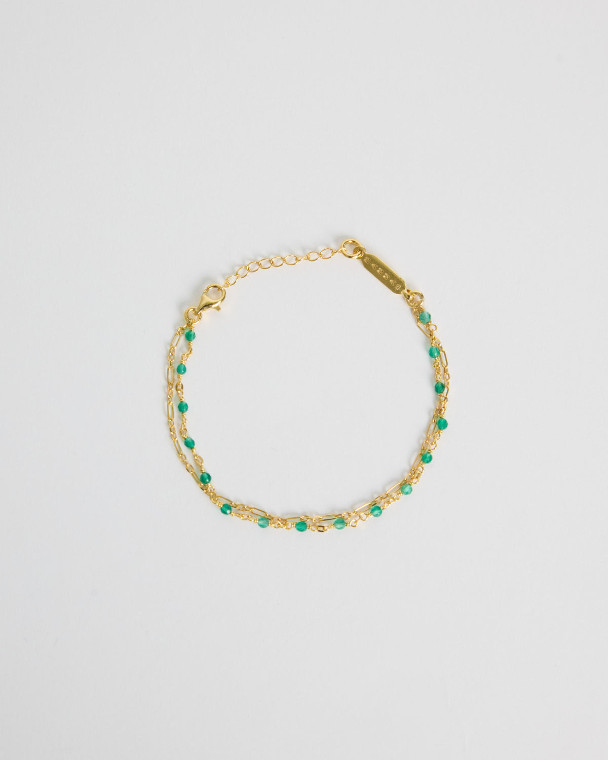green onyx double link bracelet – in silver or 18K gold plating | HANNA543