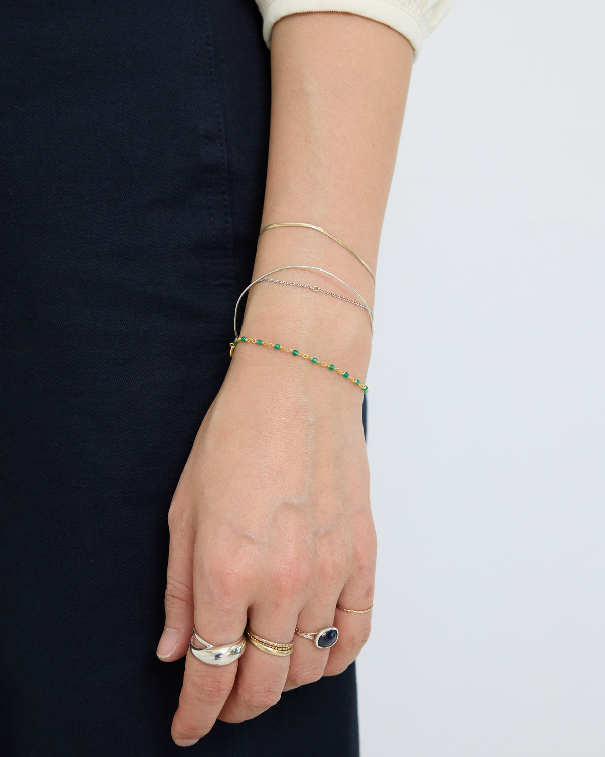 green onyx link bracelet – slow jewelry handmade in Seoul | HANNA543