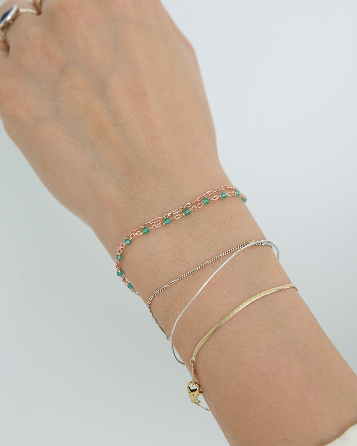 green onyx double link bracelet – slow jewelry handmade in Seoul | HANNA543