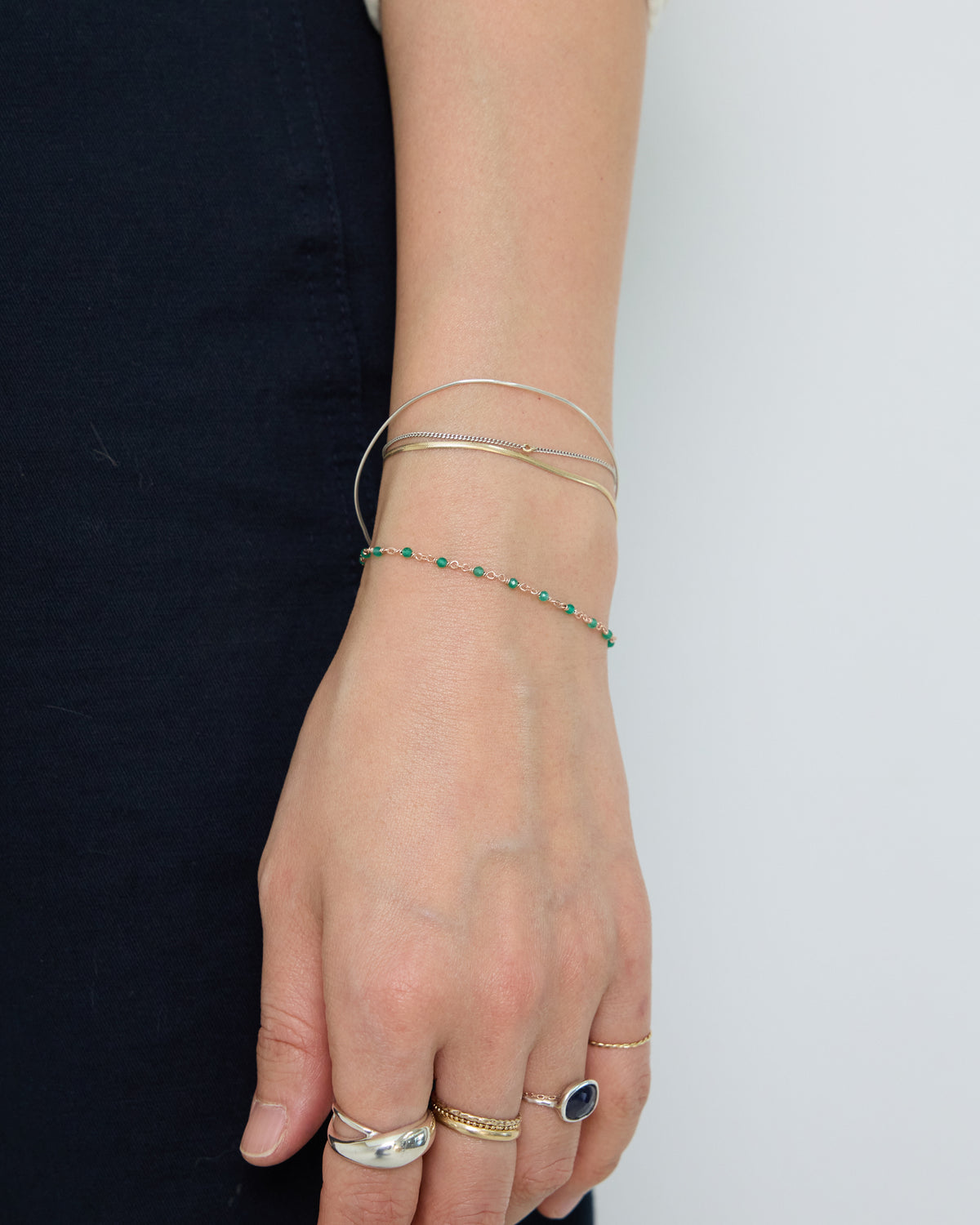 green onyx link bracelet – slow jewelry handmade in Seoul | HANNA543