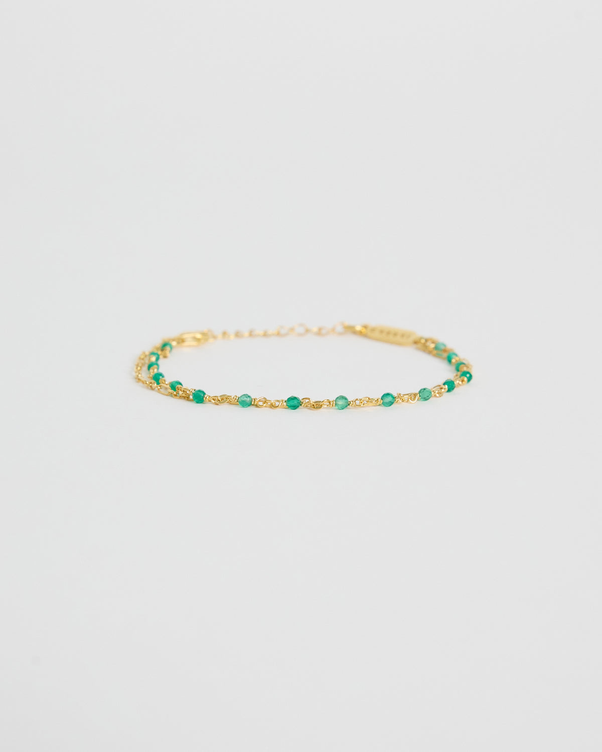 green onyx double link bracelet – deep green gemstone color point | HANNA543