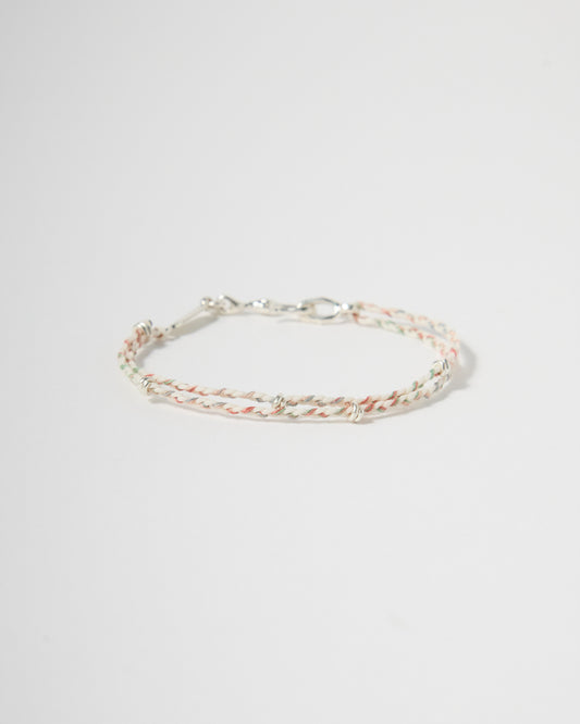 Handwoven pastel cord bracelet with sterling silver clasp and accents, minimalist everyday jewelry