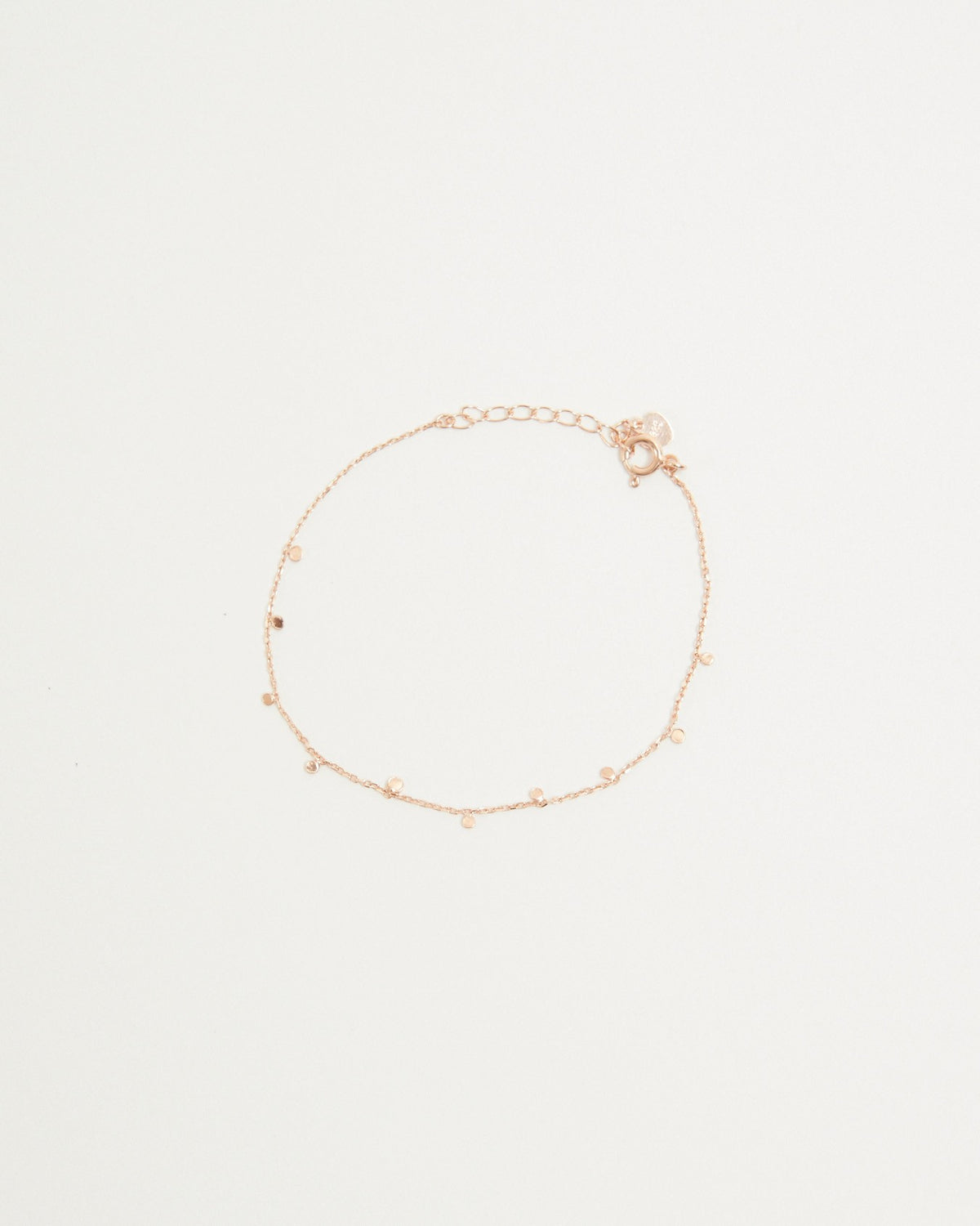Pink gold chain bracelet with tiny dot charms and clasp – HANNA543 B96 dew drop garland