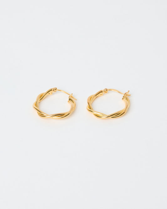 Authentic HANNA543 E324 gold twisted hoop earrings worn by BTS Jimin. Bold 925 sterling gold hoops