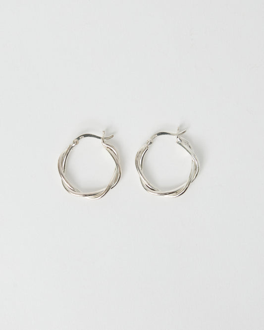 Authentic HANNA543 E324 Silver Twisted Hoop Earrings worn by BTS Jimin. Bold 925 sterling silver hoops