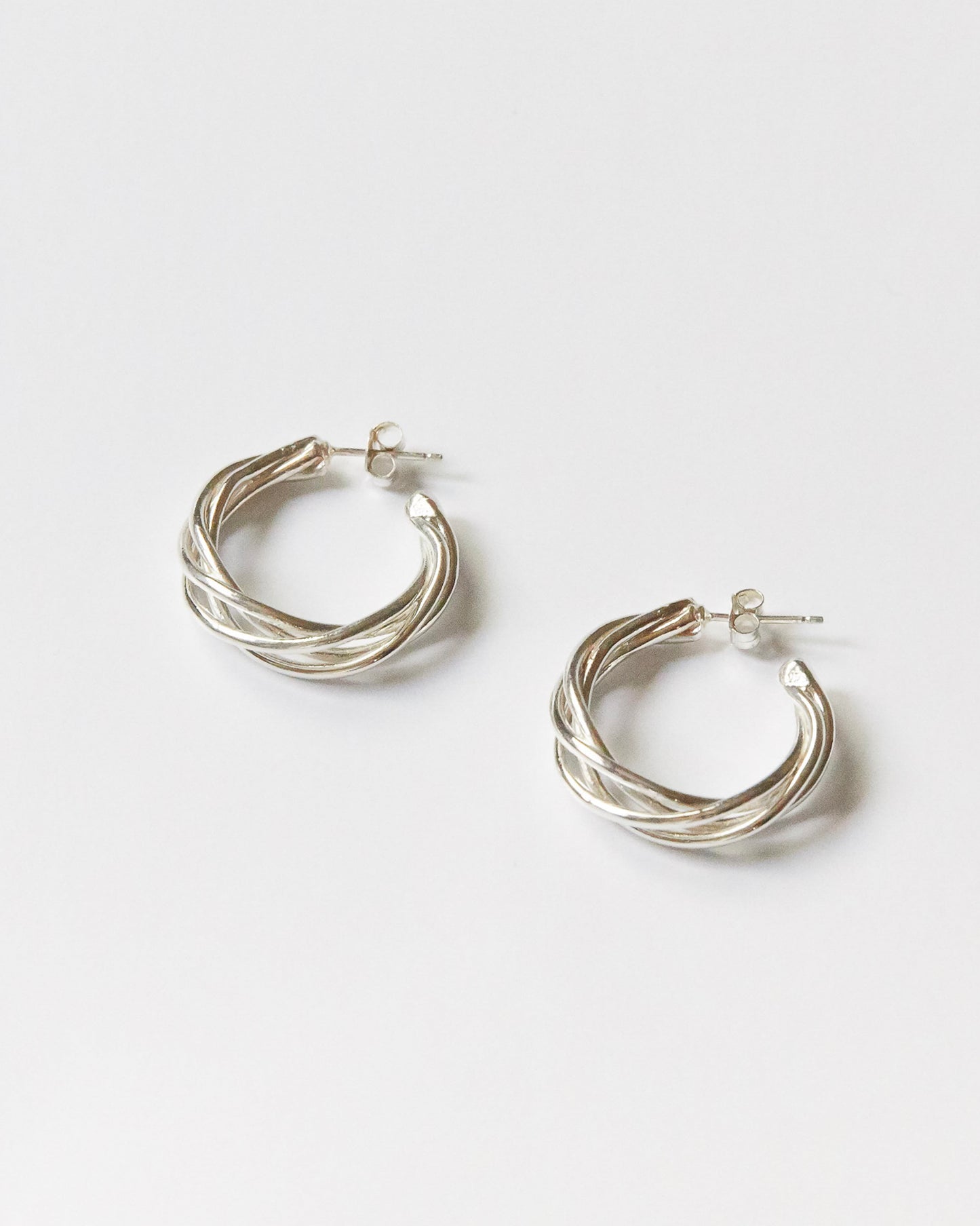 authentic HANNA543 E783 spiral hoop earrings in 925 sterling silver. unique twisted design worn by BTS Jimin. ready to ship from US