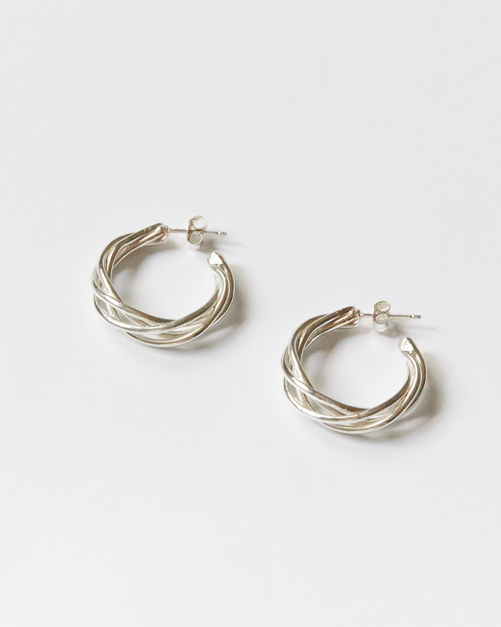 authentic HANNA543 E783 spiral hoop earrings in 925 sterling silver. unique twisted design worn by BTS Jimin. ready to ship from US