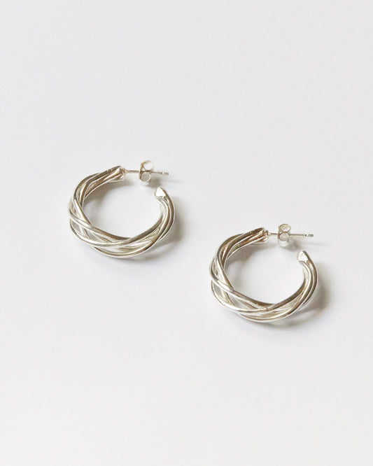 authentic HANNA543 E783 spiral hoop earrings in 925 sterling silver. unique twisted design worn by BTS Jimin. ready to ship from US