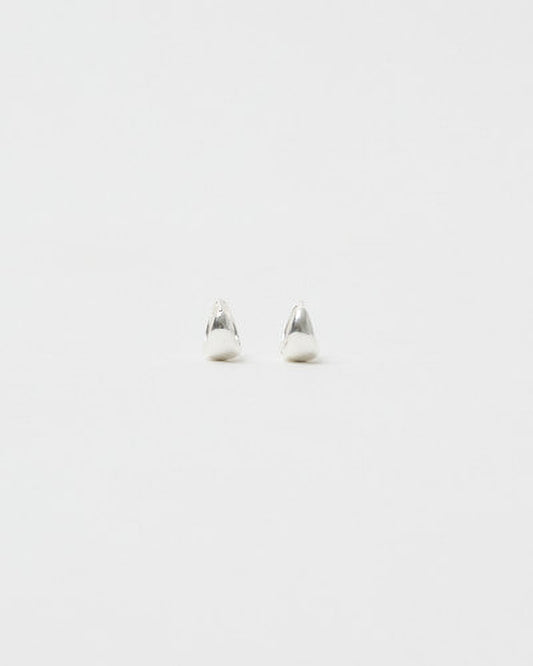 Pair of silver earrings on a white background