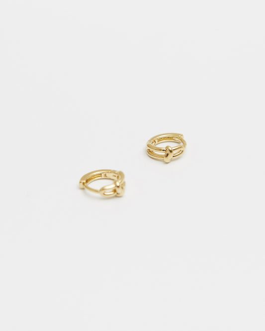 Pair of gold plated small hoop earrings with a knot detail – HANNA543 E906 click circle hoops