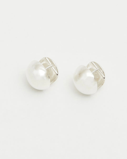  silver dome stud earrings minimalist rounded reflective silver jewelry everyday studs