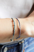 B565 - deep ocean with silver chips bracelet