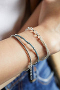 B565 - deep ocean with silver chips bracelet