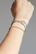 B565 - deep ocean with silver chips bracelet