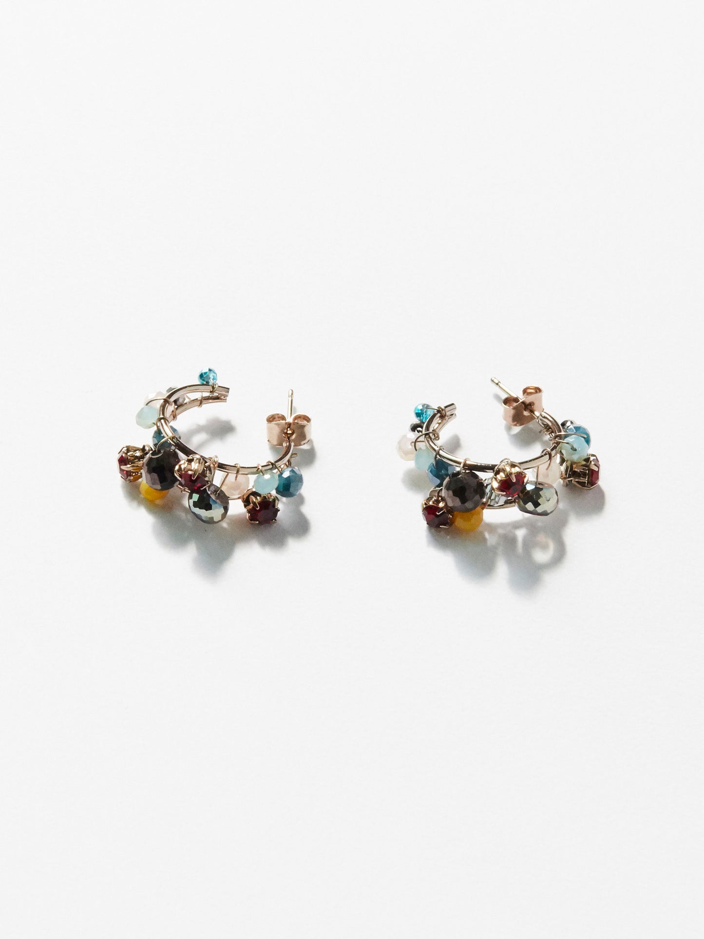 E422 - gemstone cascade hoop earrings