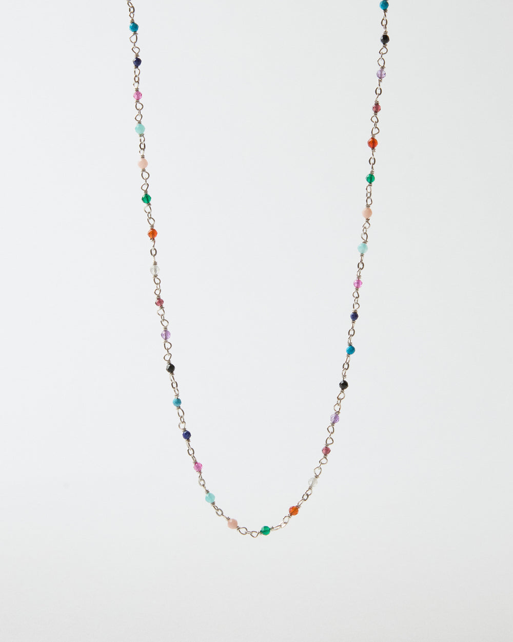 Sterling silver gemstone necklace featuring colorful multicolor bead accents