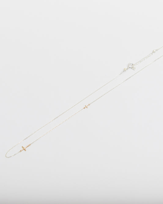 N385 - inner light dual cross necklace *in stock
