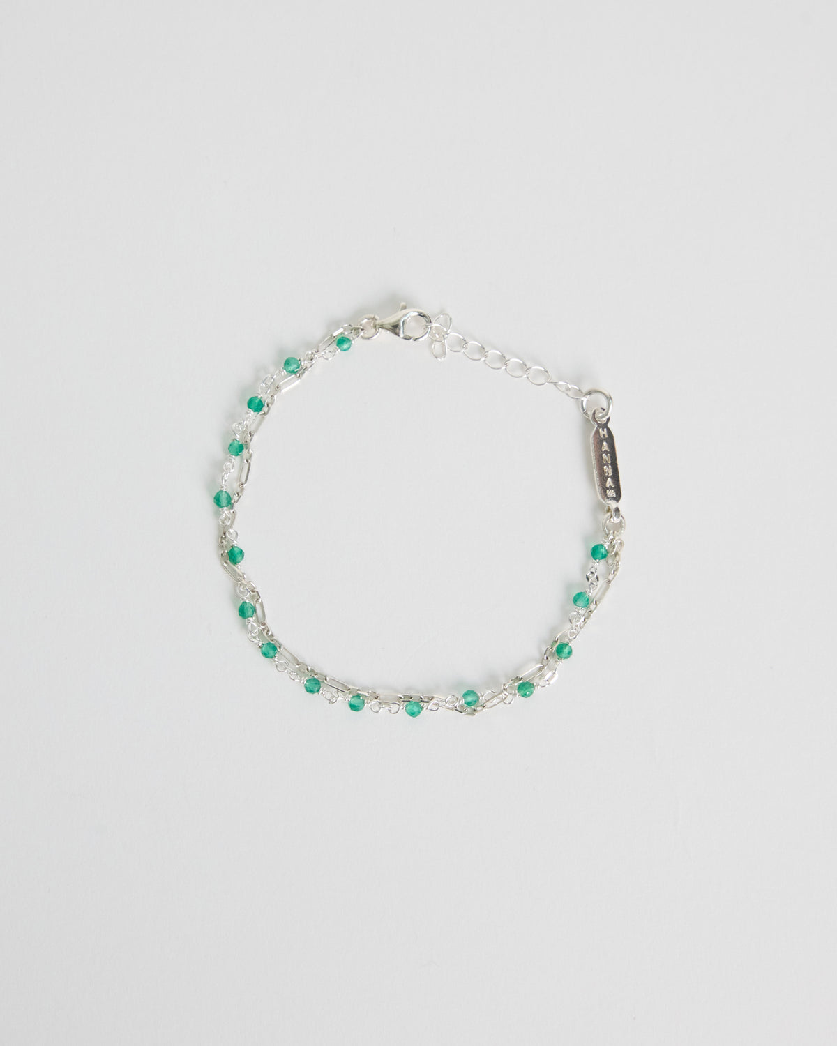 B1014_B green onyx double link bracelet in 925 sterling silver by HANNA543