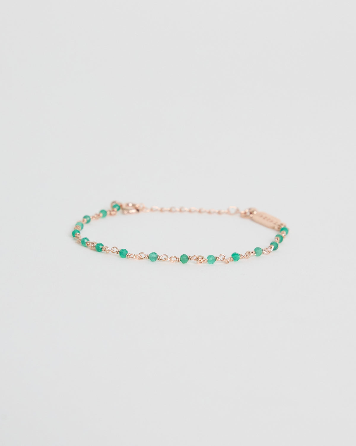 green onyx link bracelet – deep green gemstone color point | HANNA543
