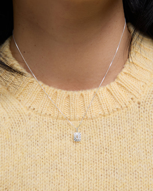 carved charm pendant necklace – carved pendant set with a small cubic zirconia | HANNA543